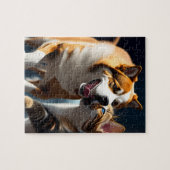 Puzzle Chien mignon et chat jouant (Horizontal)
