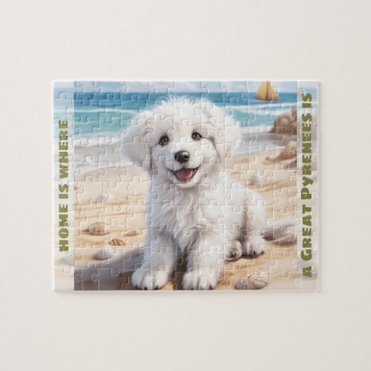 Puzzle Chien mignon Great Pyrenees Chien blanc Nom person (Horizontal)