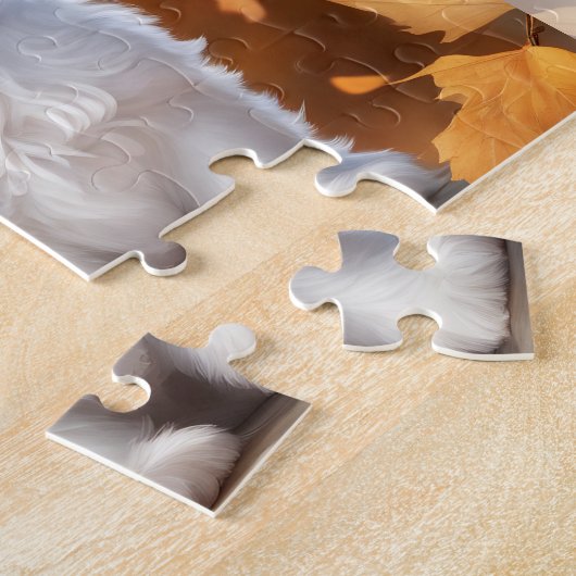 Puzzle Chien mignon Maltais Chiot Citrouille Automne Nom  (Côté)