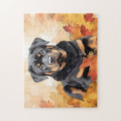 Puzzle Chien mignon Rottweiler/automne/automne (Vertical)