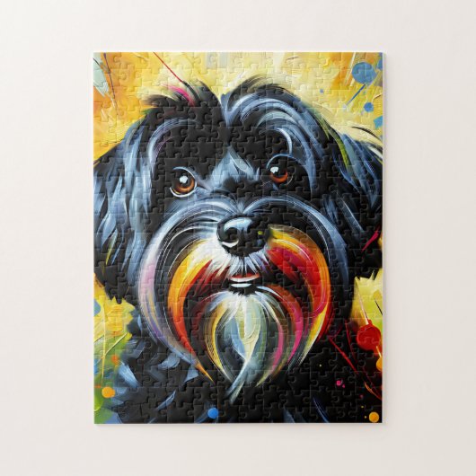 Puzzle Chien noir Havanais acrylique pour imprimer cadeau (Vertical)