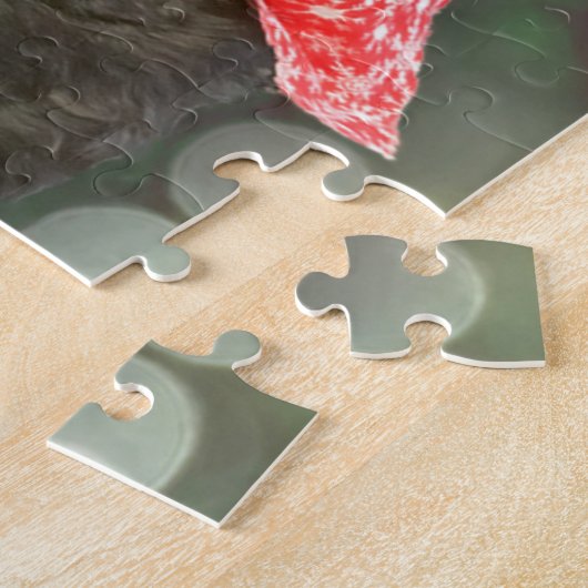 Puzzle chien noir labradoodle Noël (Côté)