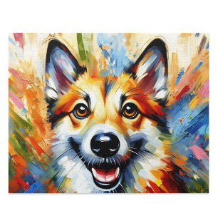 Puzzle Chien norvégien Lundehund : Art acrylique Brun Rou