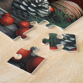 Puzzle Chien Papillon avec des cadeaux de Noël Cheminée (Côté)