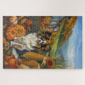 Puzzle Chien Papillon Moisson d'automne Thankesgiving (Horizontal)