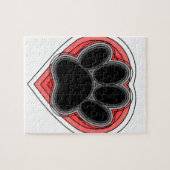 Puzzle Chien Paw Dans Le Coeur Rouge Avec Les Outlines (Horizontal)