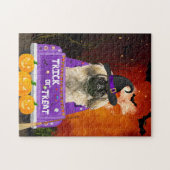 Puzzle Chien pekingese dans le camion Halloween (Horizontal)