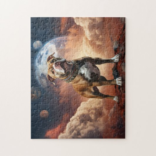 Puzzle Chien Pitbull sur Mars sur un Puzzle! (Vertical)