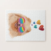 Puzzle Chien Poméranie avec coeurs Saint-Valentin (Horizontal)