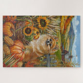 Puzzle Chien Poméranie récolte d'automne Thanksgiving (Horizontal)