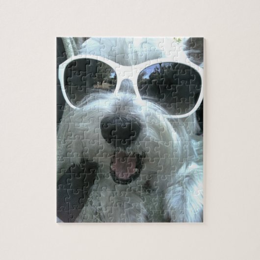 Puzzle Chien portant des lunettes de soleil (Vertical)