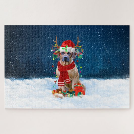 Puzzle Chien Rhodesian Ridgeback avec des cadeaux de Noël (Horizontal)