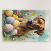 Puzzle Chien Rhodesian Ridgeback avec oeufs de Pâques vac (Horizontal)