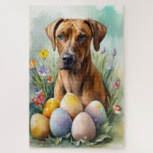 Puzzle Chien Rhodesian Ridgeback avec oeufs de Pâques vac (Vertical)