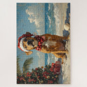 Puzzle Chien Rhodesian Ridgeback Noël Vintage Plage (Vertical)