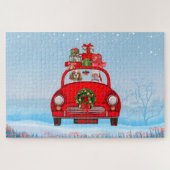Puzzle Chien Roi Cavalier En Voiture Avec Le Père Noël (Horizontal)