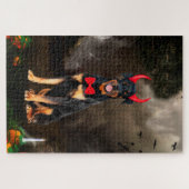 Puzzle Chien Rottweiler en costume d'Halloween (Horizontal)