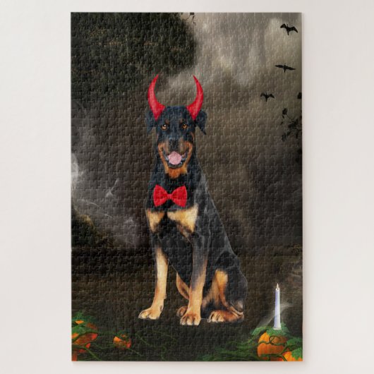 Puzzle Chien Rottweiler en costume d'Halloween (Vertical)