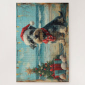 Puzzle Chien Schnauzer Noël Vintage Plage (Vertical)