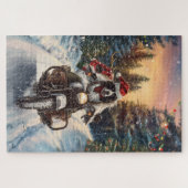 Puzzle Chien Setter Anglais à Vélo pour Noël (Horizontal)