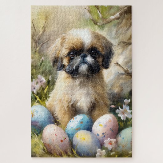 Puzzle Chien Shih Tzu avec Oeufs de Pâques Fête (Vertical)