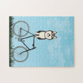 Puzzle Chien sibérien Husky assis sur une bicyclette Vint (Horizontal)