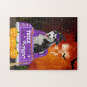 Puzzle Chien sibérien hussein dans un camion Halloween (Horizontal)
