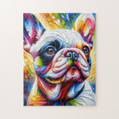 Puzzle Chien-taureaux français blanc acrylique | Coloré (Vertical)