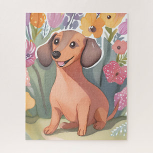 Puzzle Chien teckel chiot   Peinture aquarelle animal de 