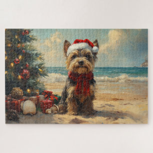 Puzzle Chien Terrier Écossais Noël Plage Vintage