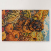 Puzzle Chien tibétain Mastiff automne récolte Thanksgivin (Horizontal)