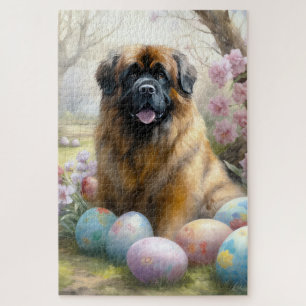 Puzzle Chien tibétain mastiff avec oeufs de Pâques vacanc