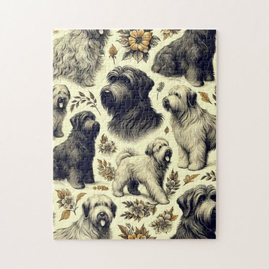 Puzzle Chien vintage Briard sans soudure (Vertical)