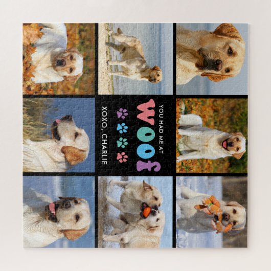 Puzzle Chien Vous M'Avez Eu WOOF Custom 8 Photo Collage R (Horizontal)