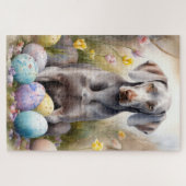 Puzzle Chien Weimaraner avec oeufs de Pâques vacances (Horizontal)