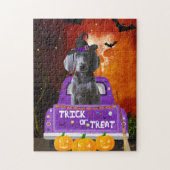 Puzzle chien weimaraner dans le camion Halloween (Vertical)