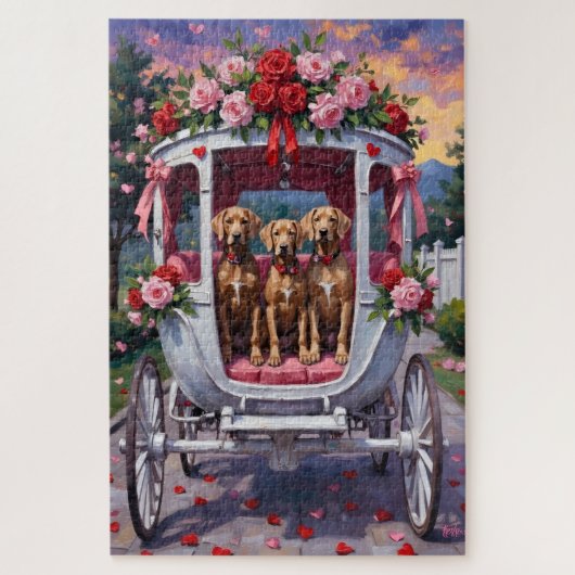 Puzzle Chien Weimaraner Saint-Valentin (Vertical)