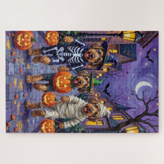 Puzzle Chiens Airedale Terrier Trick-or-Treating Hallowee (Horizontal)