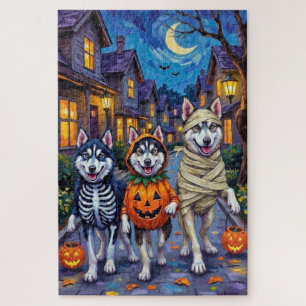 Puzzle Chiens Alaskan Malamute Trick-or-Treating Hallowee