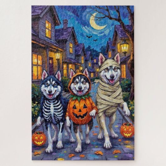 Puzzle Chiens Alaskan Malamute Trick-or-Treating Hallowee (Vertical)