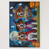 Puzzle Chiens beagles Citrouille Halloween Drôle (Vertical)