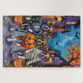Puzzle Chiens Boxer demandant des friandises pour Hallowe (Horizontal)