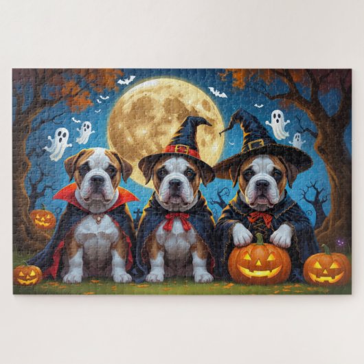 Puzzle Chiens Bullmastiff Citrouille Halloween Funny (Horizontal)