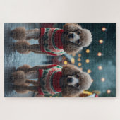 Puzzle Chiens Caniches Noël Neige Fêtes  (Horizontal)