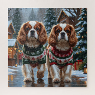 Puzzle Chiens Cavalier King Charles Spaniel Noël Neige