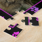 Puzzle Chiens Chats Rose Violet Bleu Empreintes de Patte (Côté)
