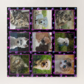 Puzzle Chiens Chats Rose Violet Bleu Empreintes de Patte (Horizontal)