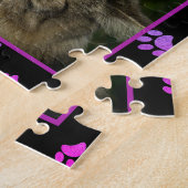 Puzzle Chiens Chats Rose Violet Bleu Empreintes de pattes (Côté)