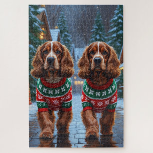 Puzzle Chiens Cocker Spaniel Noël Neige Fêtes
