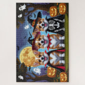 Puzzle Chiens Corgi Citrouille Halloween Drôle (Vertical)